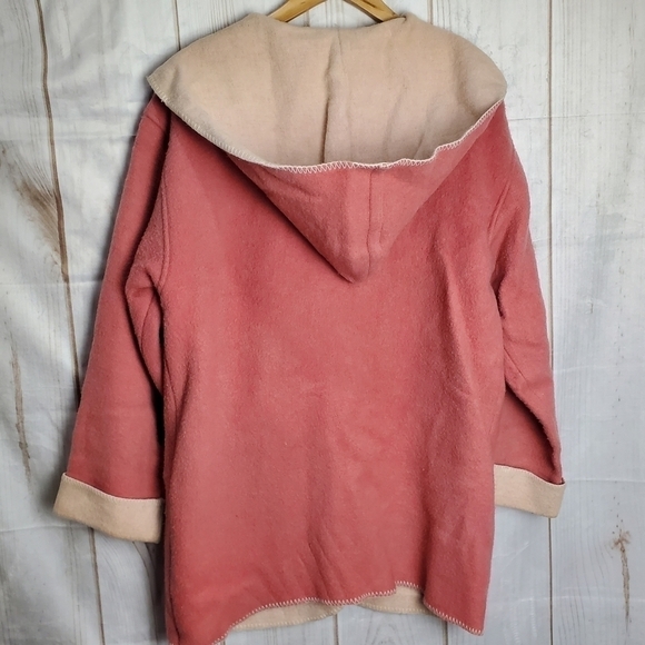 Boutique Europa Wool Blend Pink Warm Winter Hooded Jacket Coat Size Medium - Picture 5 of 9
